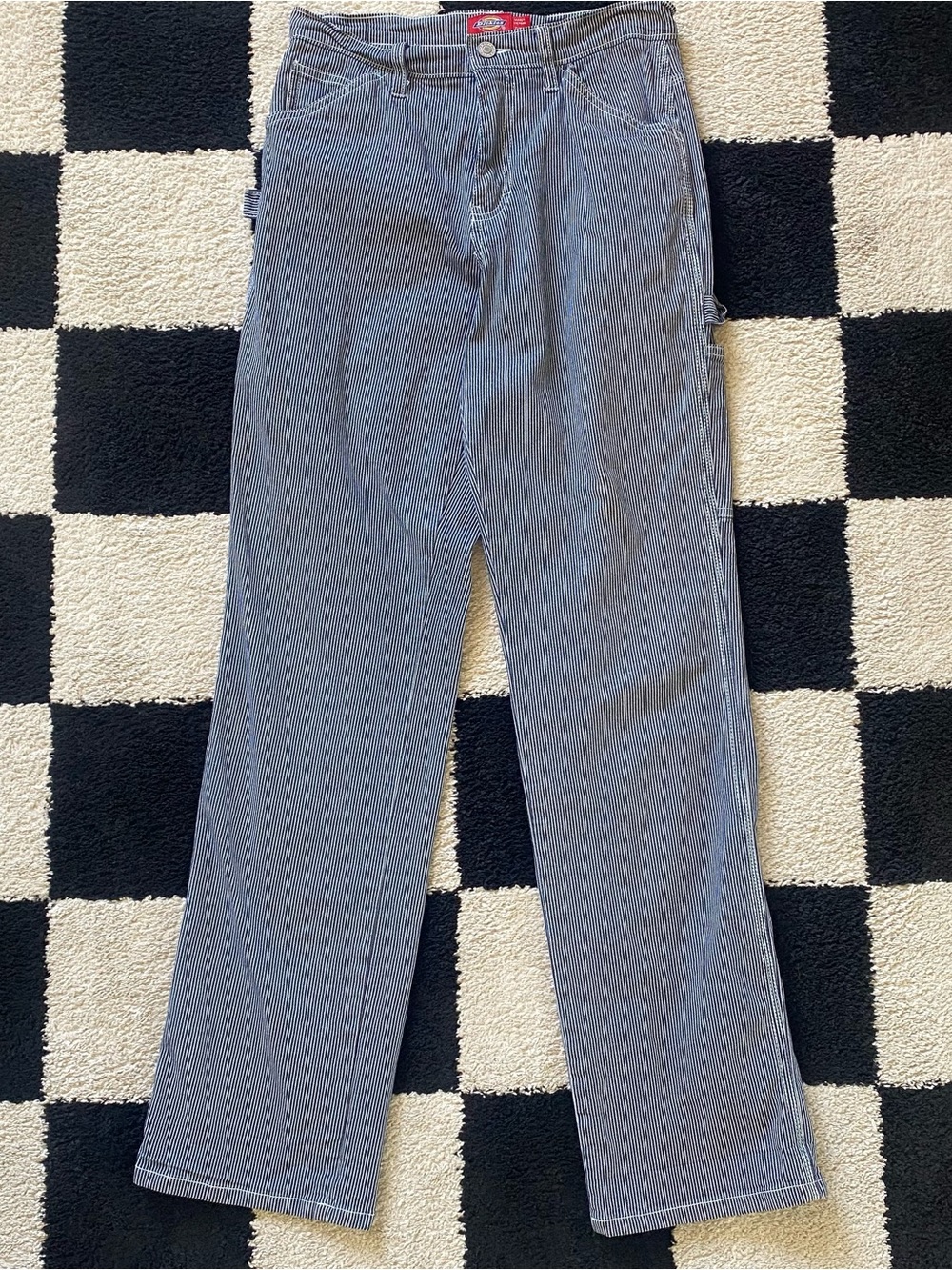 Dickies navy & white striped carpenter pants
